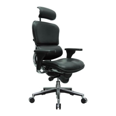 Raynor Marketing Ltd. Eurotech Task Chair with Headrest - Leather - Black - Ergohuman Series LE9ERG-BLACK